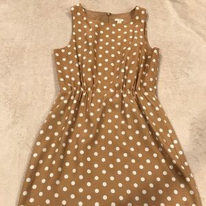 J CREW White Polka dot tan dress. Size 8.Worn once